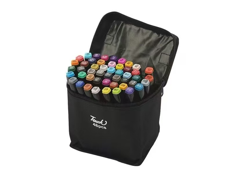 Dual Tip Brush & Chisel Alcohol Black Square Barrel Art Markers Set Dual Tip Brush & Chisel Alcohol Black Square Barrel Art Markers Set